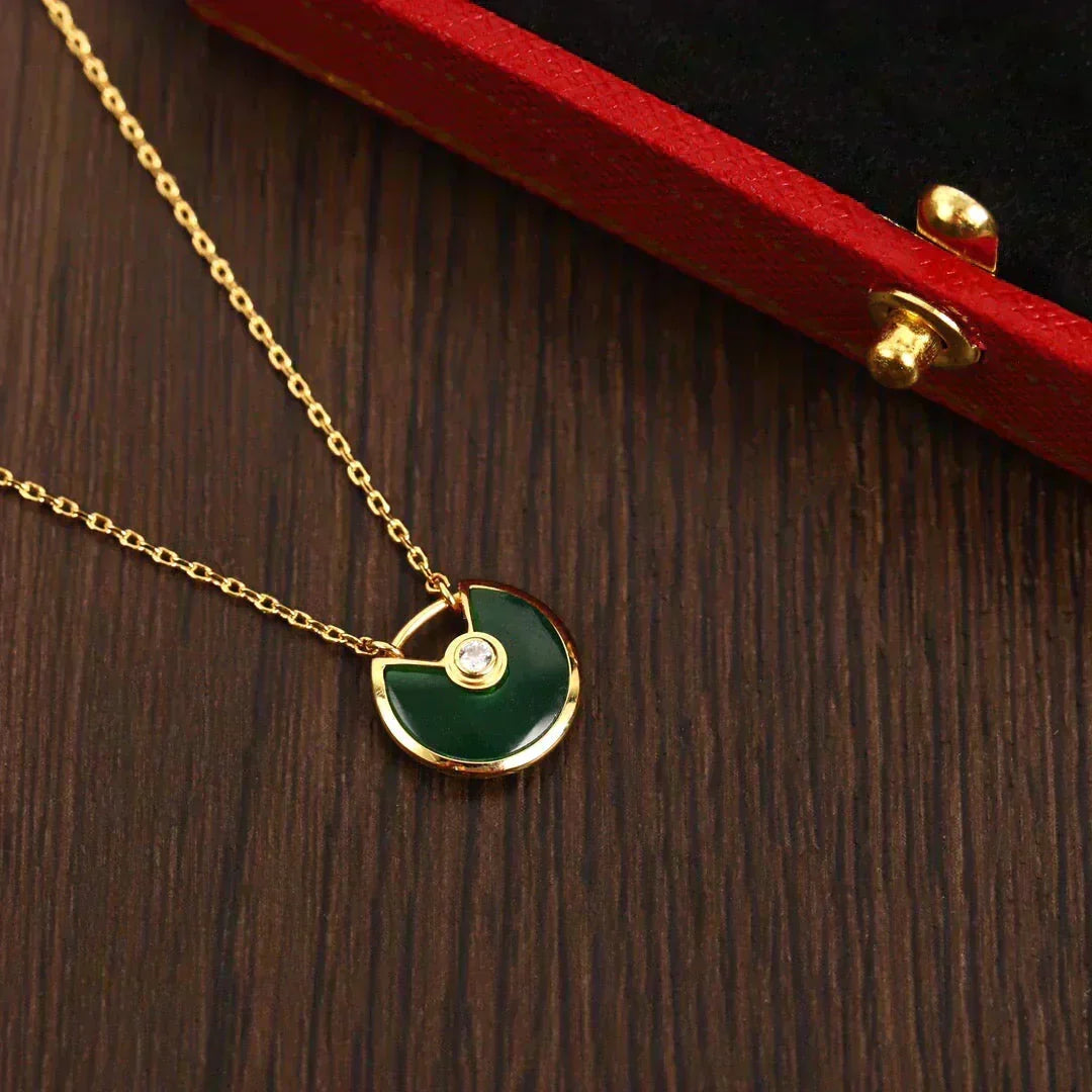[Stars Jewelry]AMULETTE GOLD MALACHITE NECKLACE