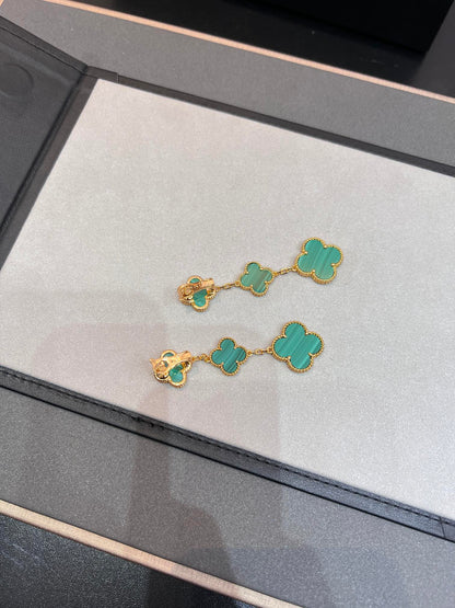 [Stars Jewelry]CLOVER MALACHITE 3 MOTIFS GOLD