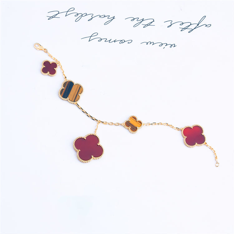 [Stars Jewelry]CLOVER BRACELET 5 MOTIFS CARNELIAN TIGER EYE