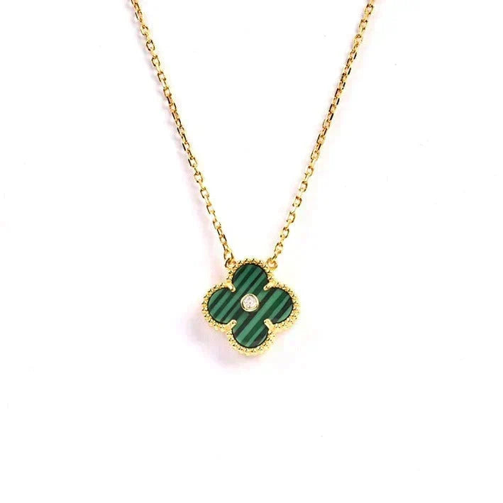 [Stars Jewelry]CLOVER 15MM DIAMOND TURQUOISE NECKLACE