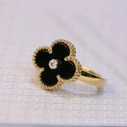 [Stars Jewelry]CLOVER ONYX RING GOLD DIAMOND