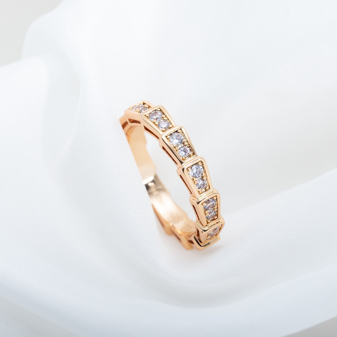 [Stars Jewelry]SERPENTI RING PINK GOLD DIAMOND PAVED 3MM