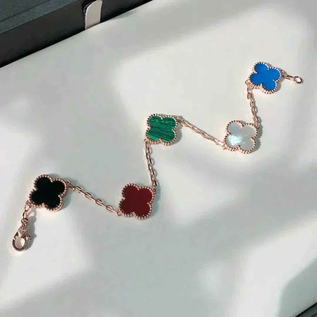 [Stars Jewelry]CLOVER 5 MOTIFS MULTICOLOR BRACELET