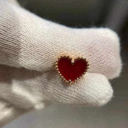 [Stars Jewelry]HEART CARNELIAN STUD EARRINGS