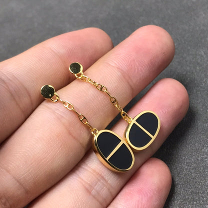 [Stars Jewelry]CHAINE VERSO BLACK CERAMIC SILVER EARRINGS