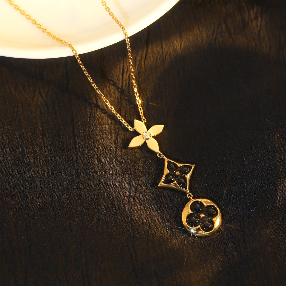 [Stars Jewelry]STAR AND SUN ONYX PINK GOLD NECKLACE