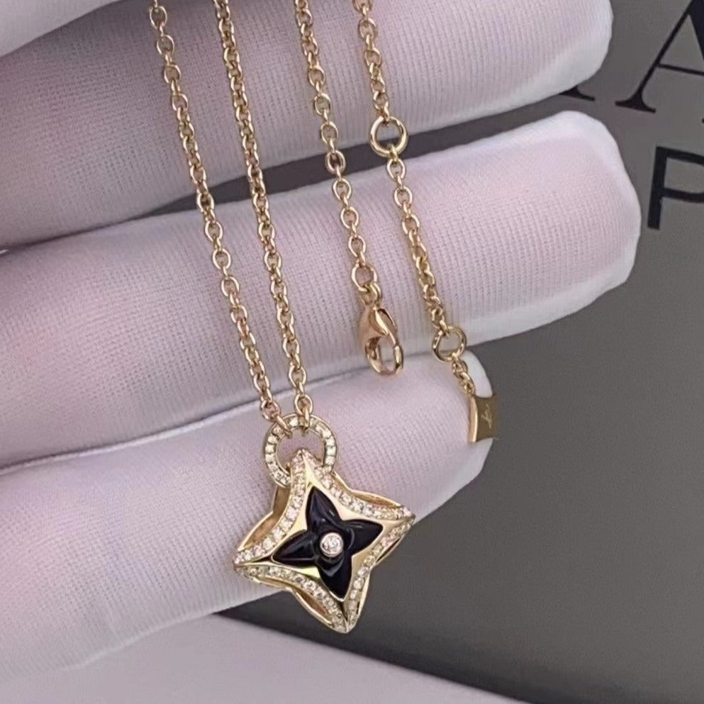 [Stars Jewelry]STAR PEDANT PINK GOLD DIAMOND NECKLACE