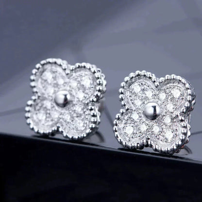[Stars Jewelry]CLOVER 1 MOTIFS DIAMOND STUD EARRINGS SILVER