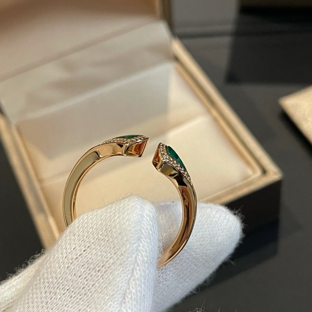 [Stars Jewelry]DREAM MALACHITE DIAMOND OPEN RING