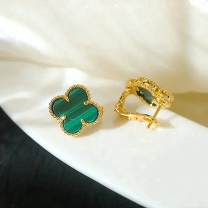 [Stars Jewelry]CLOVER MEDIUM 1 MOTIFS MALACHITE  EARRINGS
