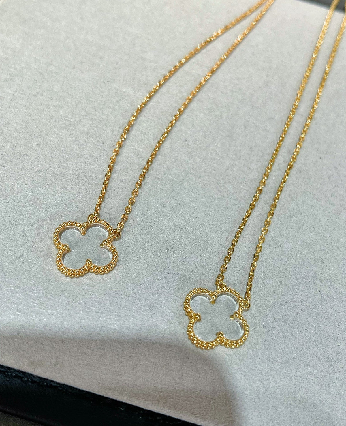 [Stars Jewelry]CLOVER ROCK CRYSTAL ROSE GOLD NECKLACE