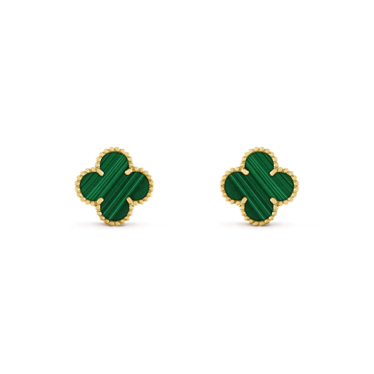 [Stars Jewelry]CLOVER MEDIUM 1 MOTIFS MALACHITE  EARRINGS