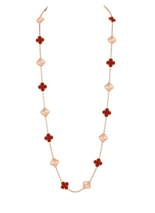 [Stars Jewelry]CLOVER 20 MOTIFS LASER CARNELIAN NECKLACE