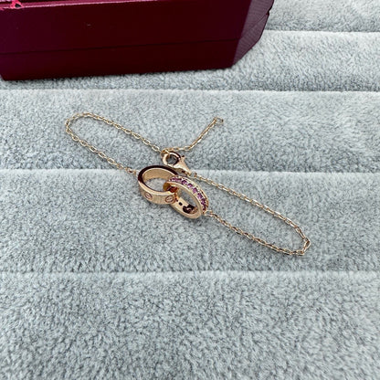 [Stellar Jewelry]LOVE DOUBLE PINK STONES RING BRACELET