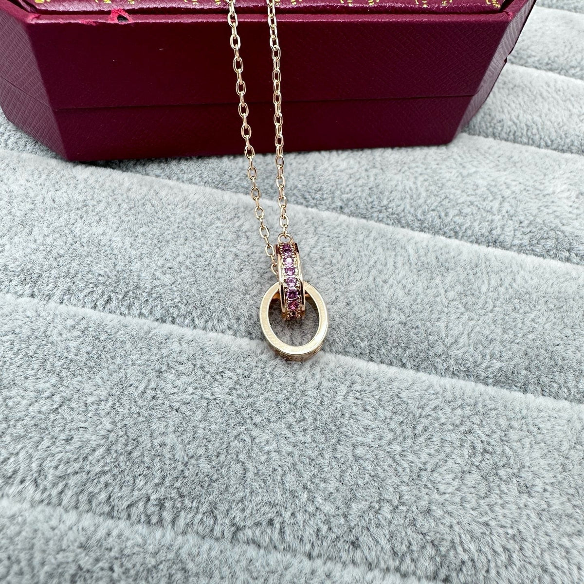 [Stellar Jewelry]LOVE DOUBLE PINK STONES RING BRACELET