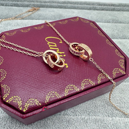 [Stellar Jewelry]LOVE DOUBLE PINK STONES RING BRACELET
