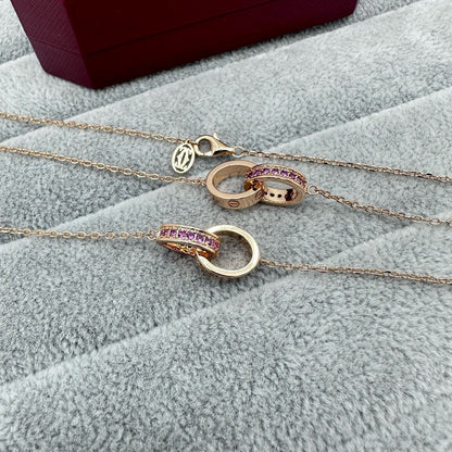 [Stellar Jewelry]LOVE DOUBLE PINK STONES RING BRACELET