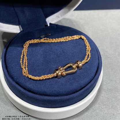 [Stars Jewelry]FORCE SMALL HORSESHOE  DIAMOND CHAIN ROPE BRACELET