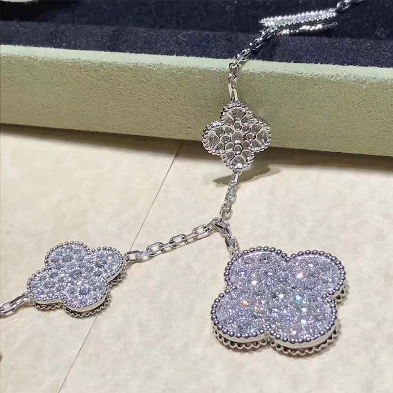 [Stars Jewelry]CLOVER 6 MOTIFS SILVER DIAMOND BRACELET