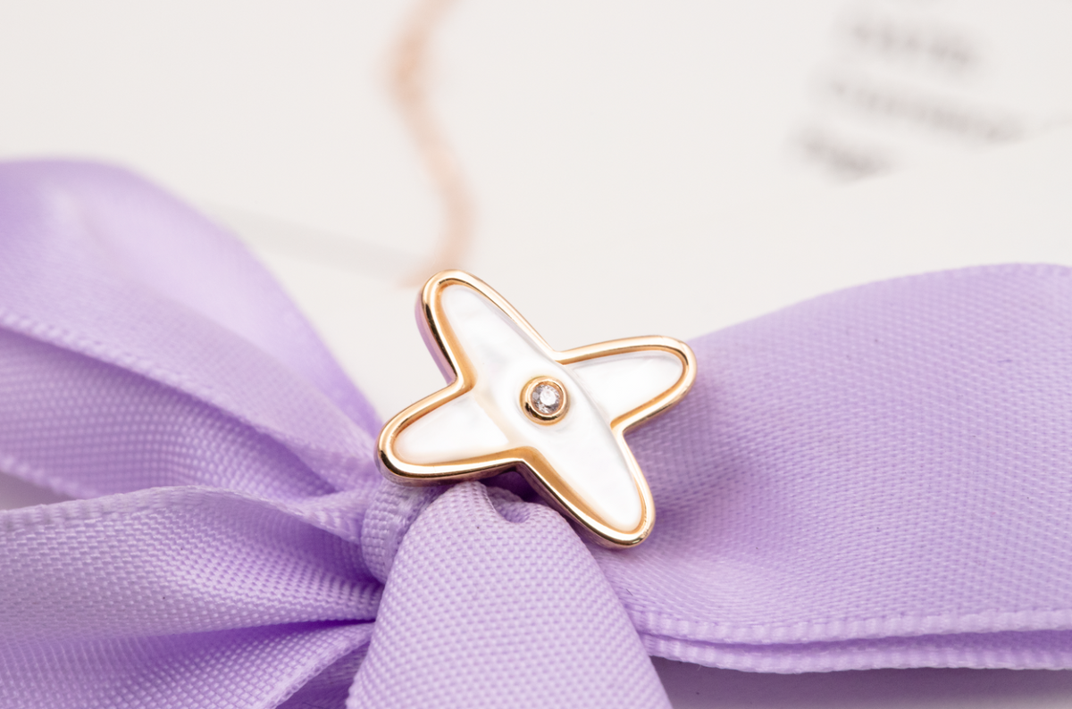 [Stars Jewelry]JEUX DE WHITE MOP ROSE GOLD DIAMOND EARRINGS