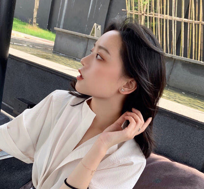 [Stars Jewelry]JEUX DE WHITE MOP ROSE GOLD DIAMOND EARRINGS
