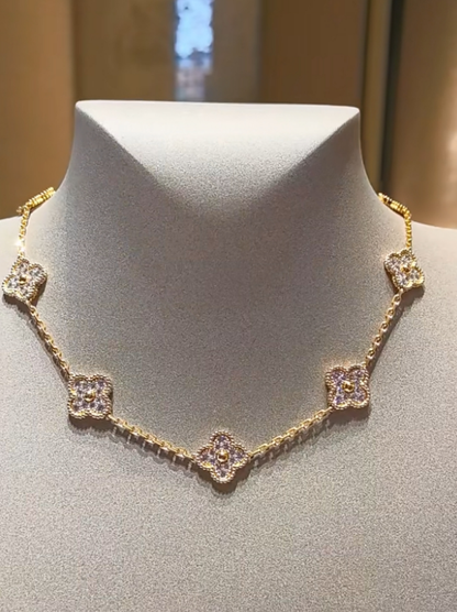 [Stars Jewelry Jewelry]CLOVER 10 MOTIFS  Gold Diamond  NECKLACE