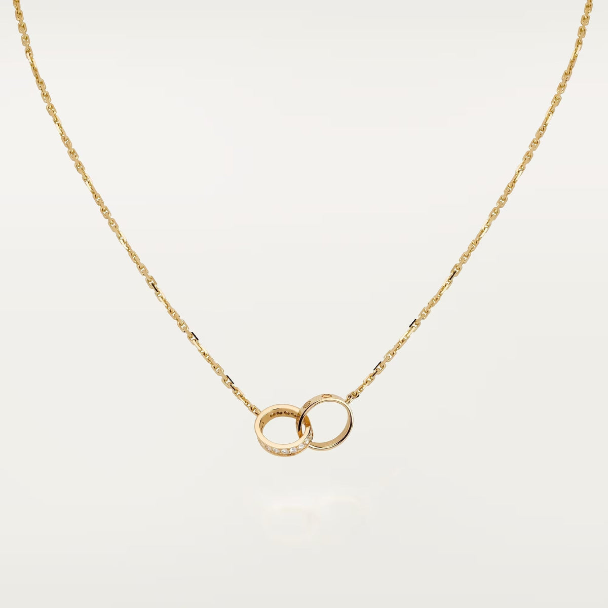 [Stars Jewelry]LOVE DOUBLE RING HALF DIAMOND NECKLACE