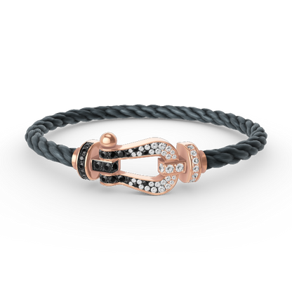 [Stars Jewelry]FORCE LARGE HORSESHOE BLACK WHITE DIAMOND BRACELET ROSE GOLD