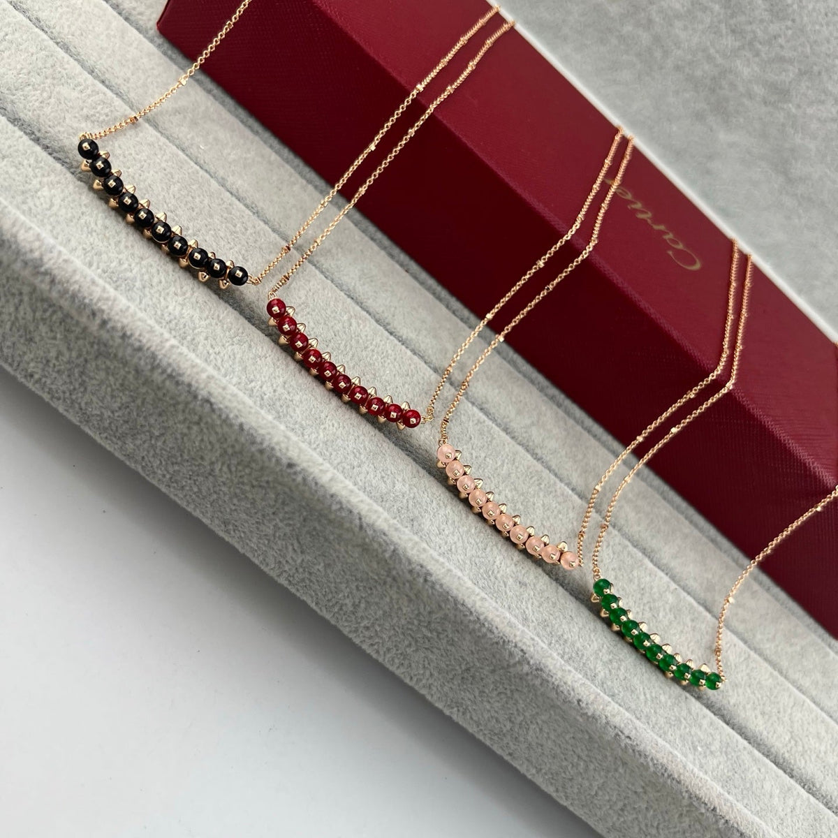 [Stars Jewelry]NEW STUD COLORED GEM PENDANT NECKLACE