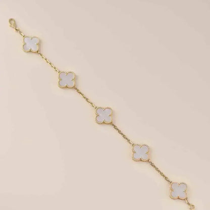 [Stars Jewelry]CLOVER WHITE PEARL MOP 5 MOTIF BRACELET COLLECTION