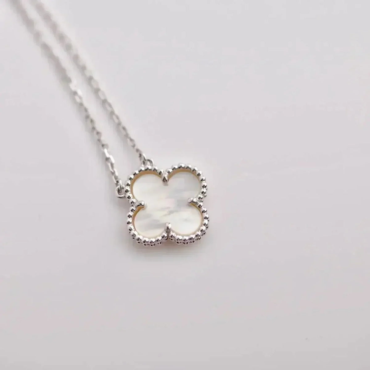 [Stars Jewelry]CLOVER  15MM WHITE MOTHER-OF-PEARL SILVER