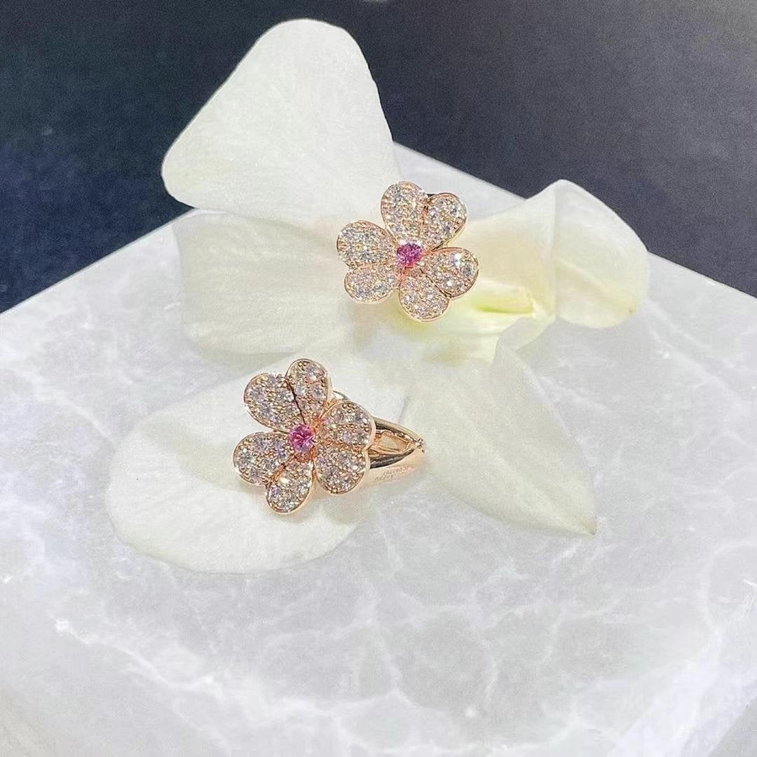 [Stars Jewelry]FRIVOLE PINK GOLD FLOWER DIAMOND EARRINGS