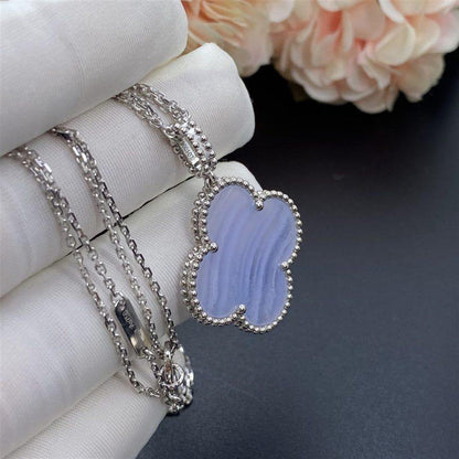 [Stars Jewelry]CLOVER SILVER CHALCEDONY BIG CLOVER NECKLACE