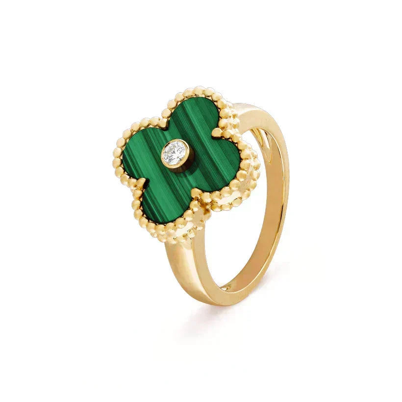[Stars Jewelry]CLOVER MALACHITE RING GOLD DIAMOND
